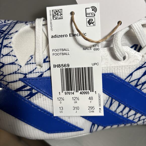Adidas Adizero Electric Grafiti Football Cleats Blue White IH8569 Men's Size 13 - Picture 7 of 7